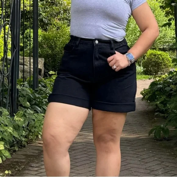 black shiny by nature denim shorts